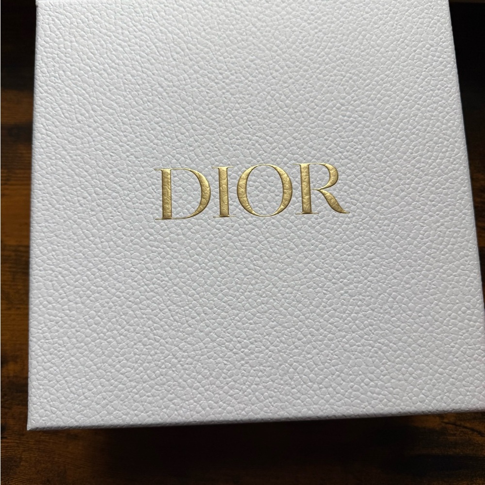 Dior Designer White Pebbled Gift or Storage Box with Gold Logo 8x8x3.75